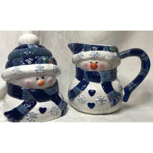 Snowman sugar bowl and creamer set